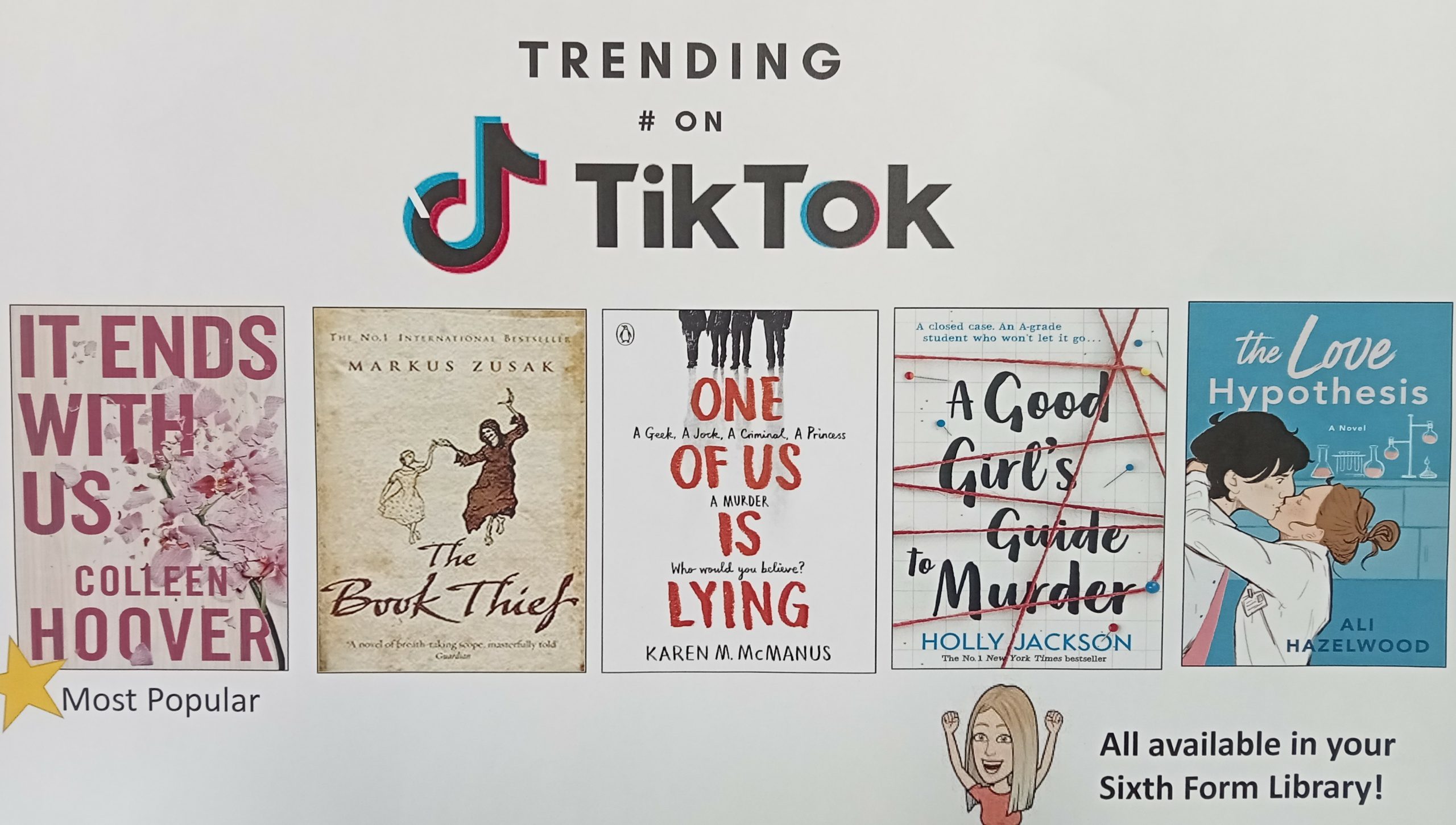 Poster showing books trending on TikTok