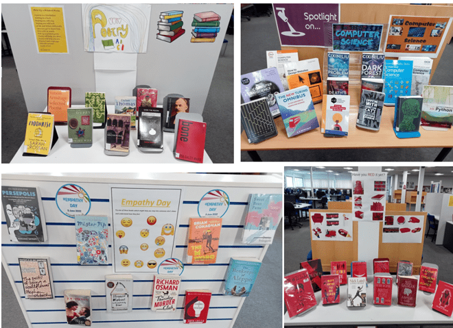 Collage of four book displays